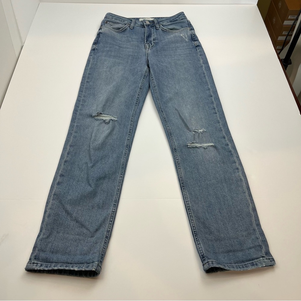 Reiss Denim Bay Ripped Straight Slim Jean Womens Size 24 Zipper Button Closure